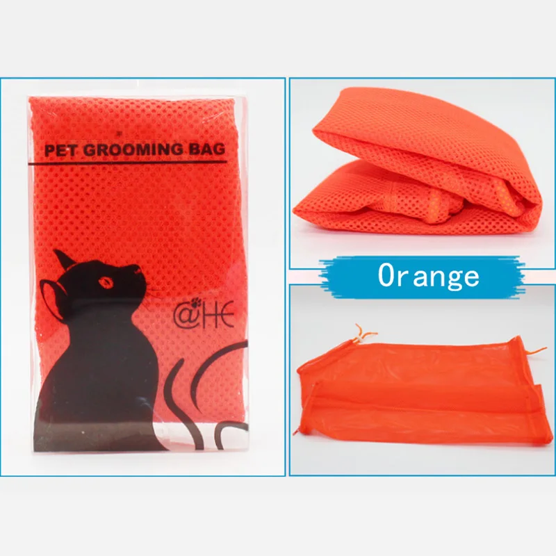 Orange 1 шт., многофункциональная сумка для стрижки ногтей, Сетчатая Сумка, новая сумка для ухода за домашними животными, сверхмощная сдержанная полиэфирная сетка для кошек и собак - Цвет: Orange