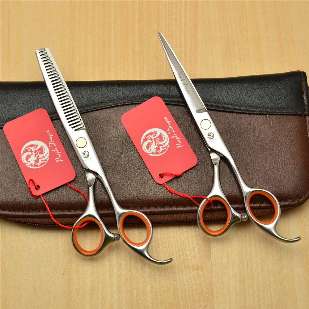 Парикмахерские ножницы 1008Z филировочные фиолетового дракона с прямой ручкой 6 0