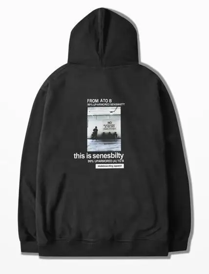 Ulzzang Ins корейская мода для мужчин s толстовки и свитшоты This Is Senesbilty от Ato B принт хип-хоп Толстовка для мужчин Kanye Hoodie - Цвет: Черный