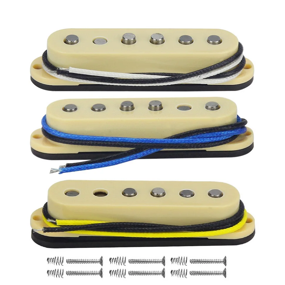 Set of NMB FLEOR желтый гитары Части Винтаж Alnico 5 гитары одной катушки пикап шахматным полюс 52 мм для FD - Цвет: Set of NMB