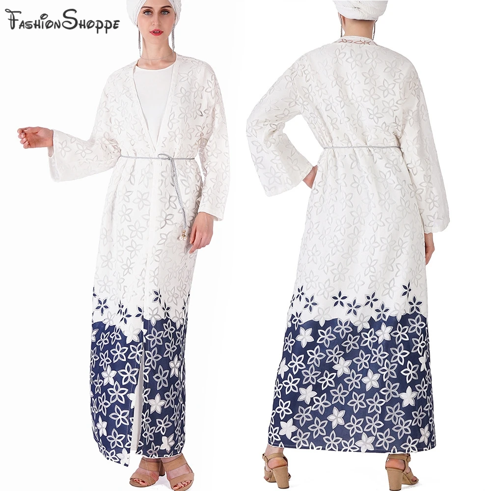 Мусульманское длинное платье с вырезами Abaya сетчатый кардиган туника кимоно