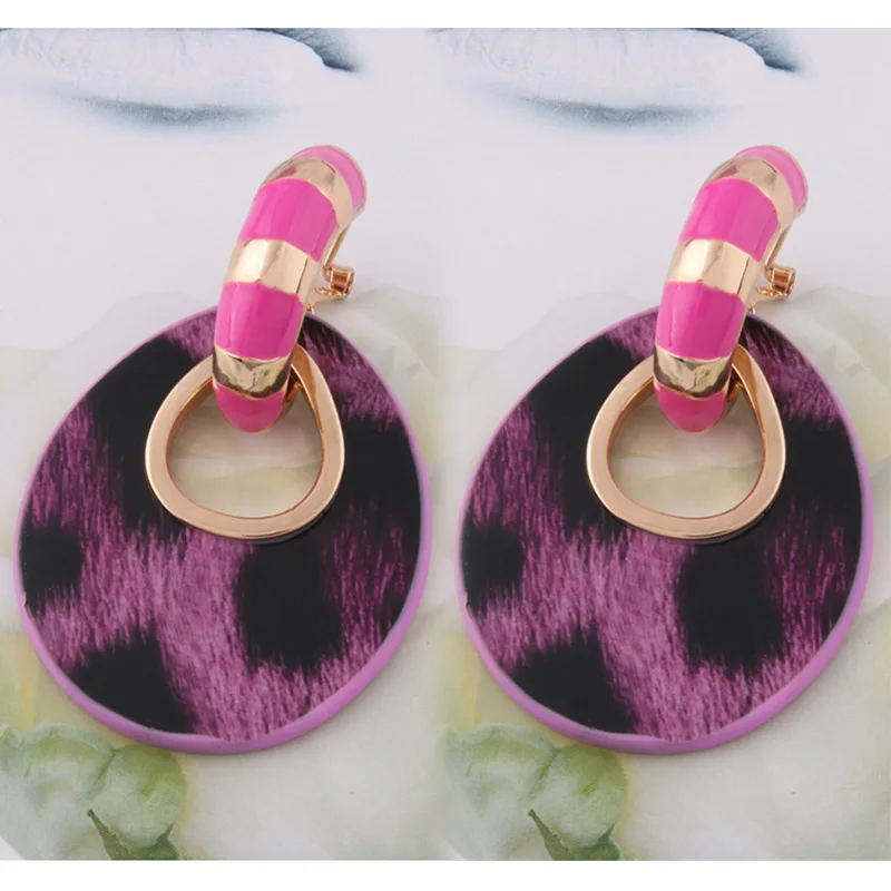 tiger rose purple NeeFu WoFu, большие серьги, модные ювелирные изделия, кольца с принтом для женщин, кожаные серьги orecchini, женские большие серьги Brinco Oorbellen, на Хэллоуин - Окраска металла: tiger rose purple