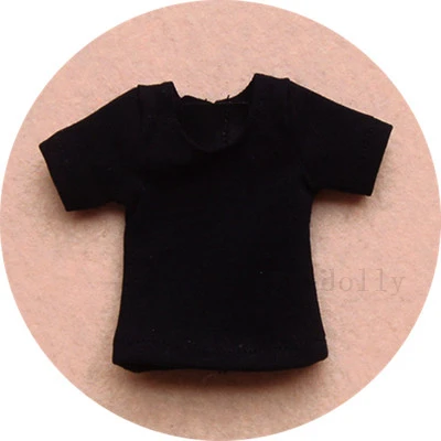 black t-shirt 1 шт. футболка/укороченные комбинезоны для Blyth, Azone, ob24, ob27, Licca, Barbies, Momoko, 1/6 BJD куклы нагрудник брюки одежда аксессуары - Цвет: black t-shirt
