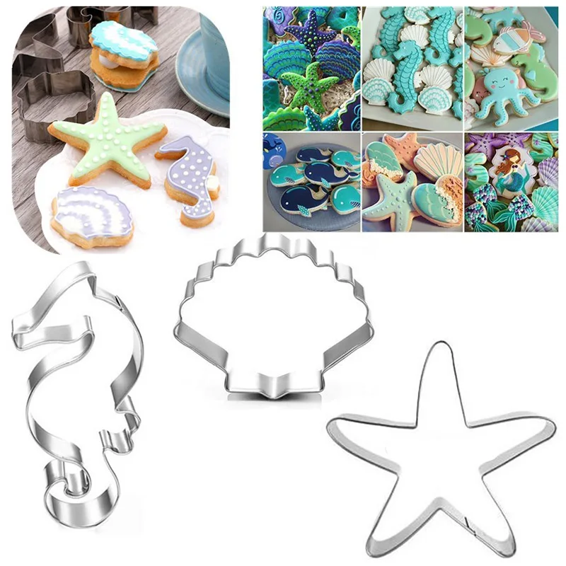 

Ocean Animal Mould Cookies Fondant Mold Seahorse Sea Shell DIY Baking Tools Hogard JA30
