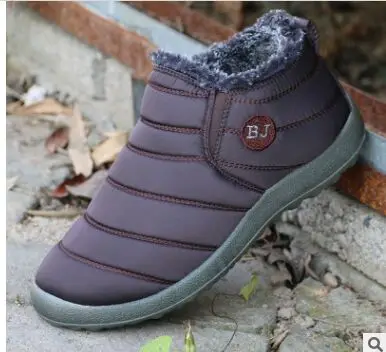 

2020 Men Snow Boots Fashion Slip on Lightweight Men Ankle Boots Winter New Keeping Warm Waterproof Flat Men Boots Plus