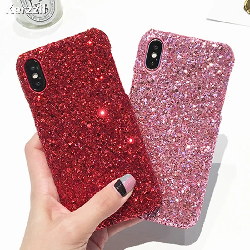 Роскошный чехол для телефона Kerzzil с блестками iPhone X жесткие чехлы из