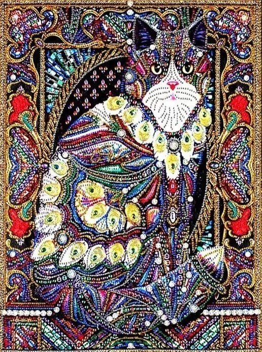 LP038 HUACAN, алмазная живопись особой формы, животные, стразы 5D, сделай сам, частичная круглая Алмазная мозаика, кошка, домашний декор, 40x50 - Цвет: LP038