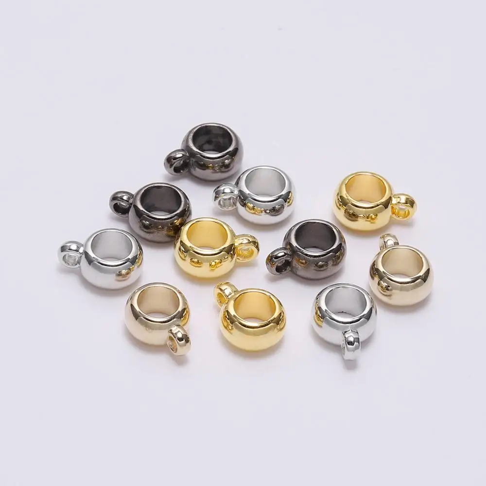50pcs/lot 8mm 10mm CCB Pendant Clasp Bail Clip Big Hole charm Beads Connectors For Jewelry Making DIY Pendants Clasp supplie