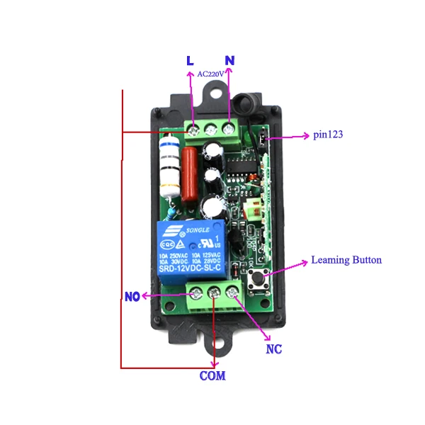 AC 110V 220V 1 Channel 1CH Wireless Remote Control Switch Receiver Module 315MHz with 3 Peach Wooden Transmitter SKU: 5334 | Обустройство