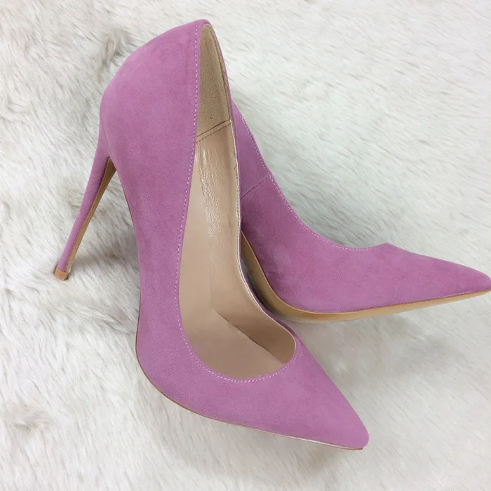 Purple 10cm Heels Veowalk/микроволоконная замшевая женская обувь с острым носком Обувь на высоких каблуках однотонные светильник Фиолетовые женские туфли-лодочки; пикантная Дамская мода вечерние, свадебные туфли на шпильке - Цвет: Purple 10cm Heels