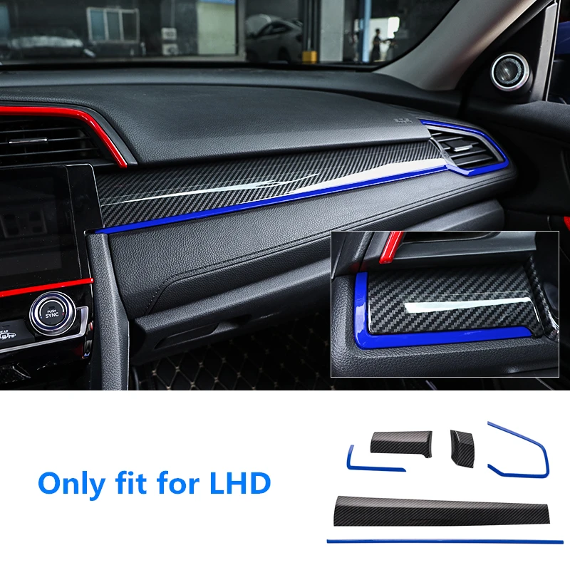 Option 9 Фортепиано красный Интерьер Литье крышка ABS Decroation крышка планки для Honda Civic 10th LHD стайлинга автомобилей - Название цвета: Option 9
