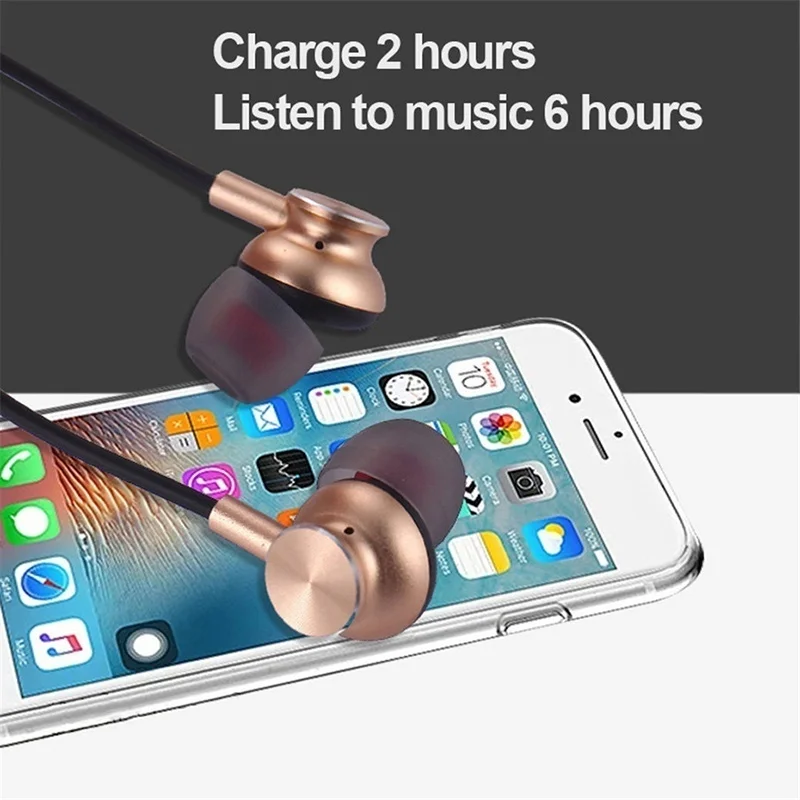 Bluetooth беспроводные наушники спортивные беговые стерео магнитные с микрофоном