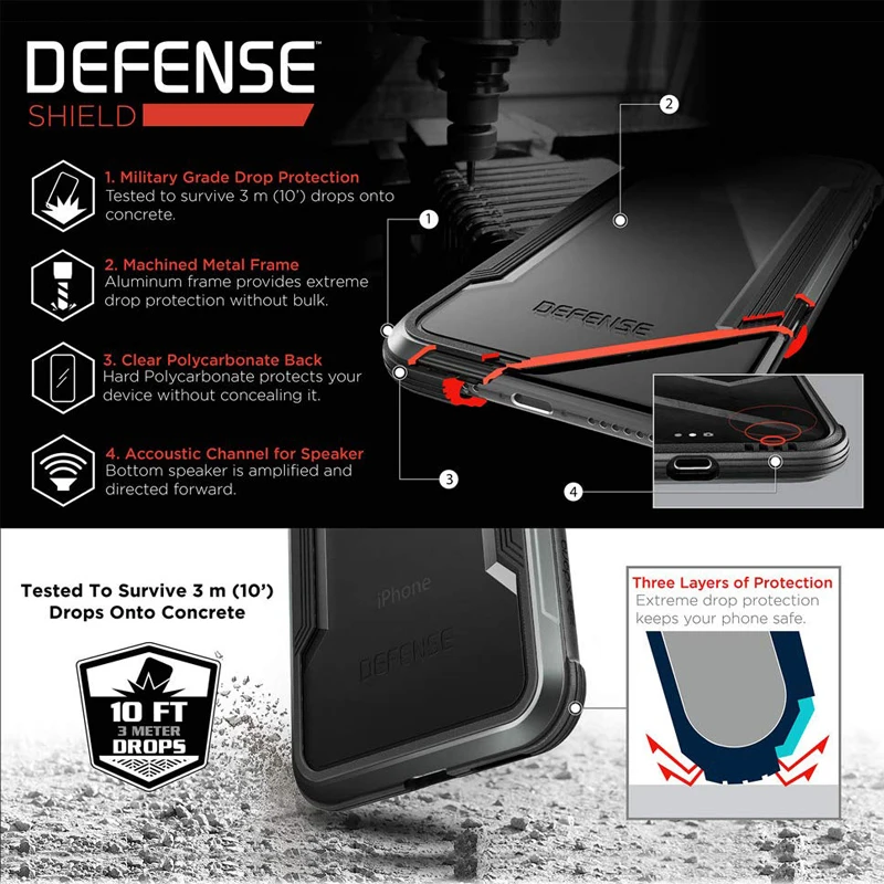 X-Doria Defense Shield чехол для телефона для iPhone 7 8 Plus военный класс падение протестированный анодированный алюминиевый чехол для iPhone 7 8