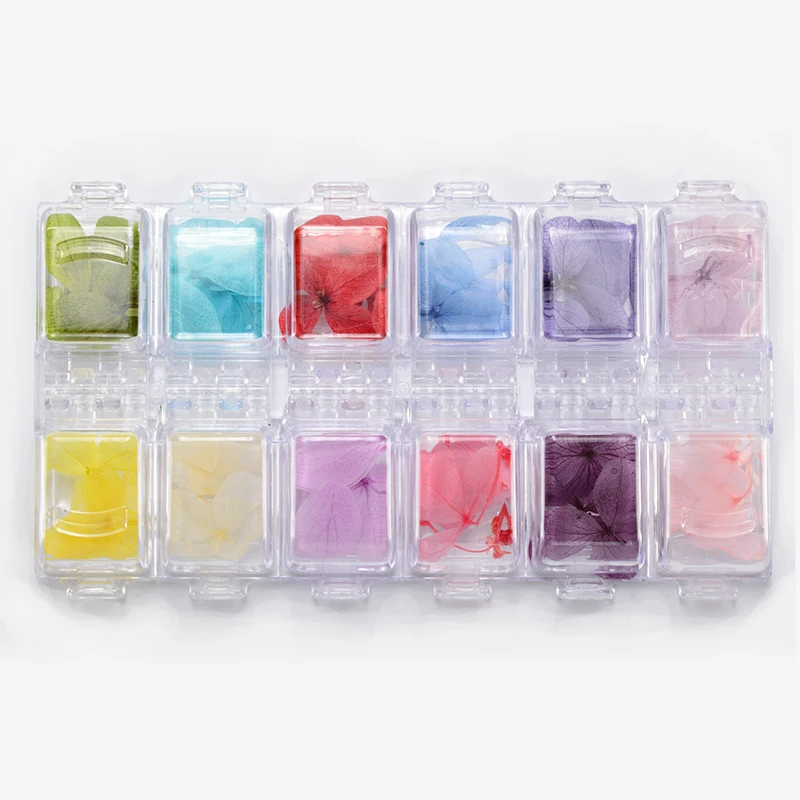 12 цветов 3D наклейки настоящие натуральные сухие лепестки для дизайнерские