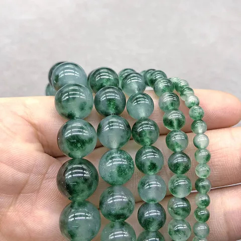 Бусины круглой формы, зеленые, бусины из халцедона, незакрепленные, полудрагоценные камни, 15 дюймов, ожерелье, серьга
