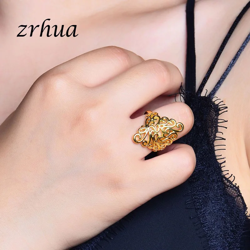 ZRHUA 925 стерлингового серебра полые кольца высшее качество Заводская цена лист вечерние украшение на палец Романтический персонализированный подарок