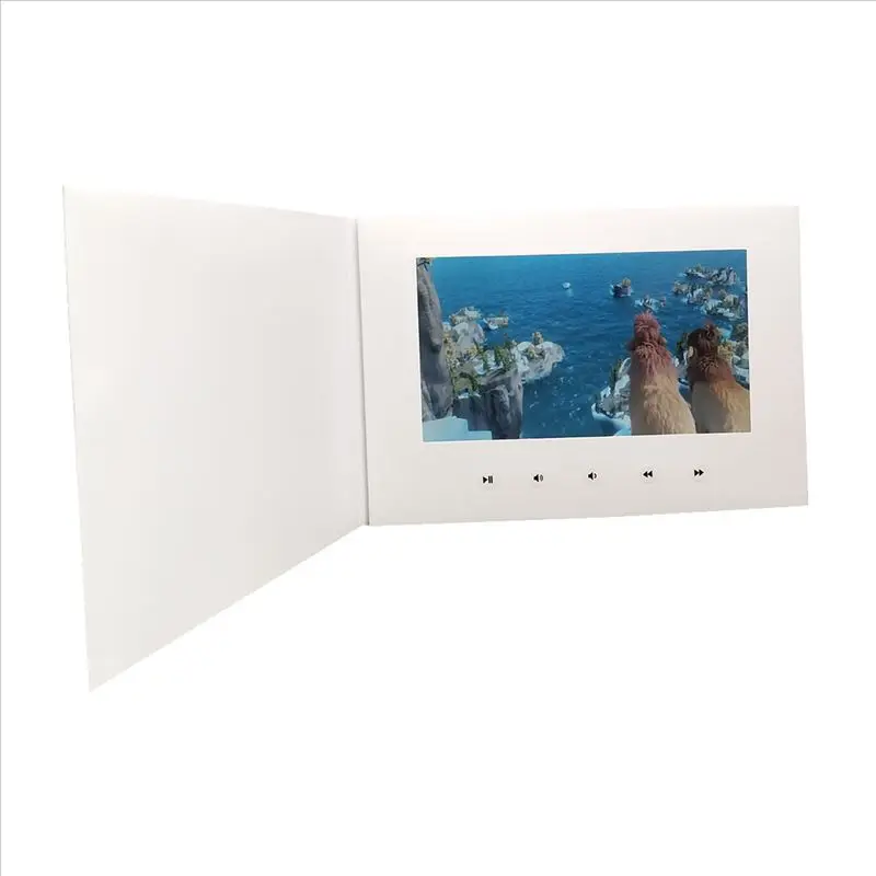 white paper Настройка Smart 1" lcd USB Smart Flip 1080 P цветной экран HD 1080 P видео фото Рождественская поздравительная открытка медиаплеер - Цвет: white paper