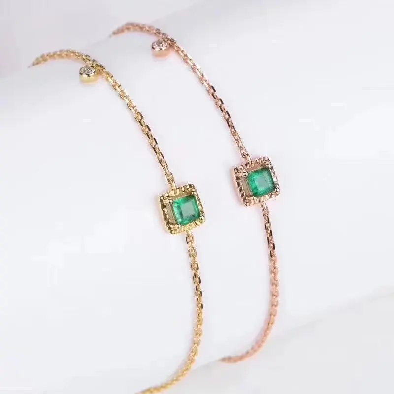 Браслет женский из серебра 925 пробы с натуральными зелеными драгоценными камнями