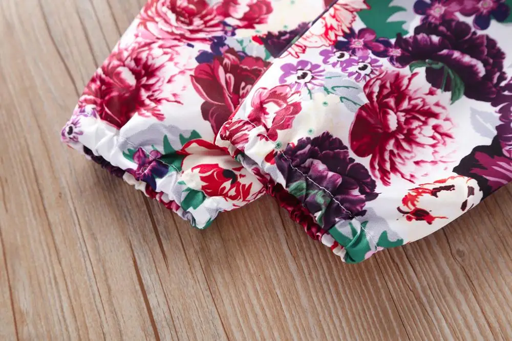 Боди с длинным рукавом + штаны цветочным принтом комплект одежды для маленьких