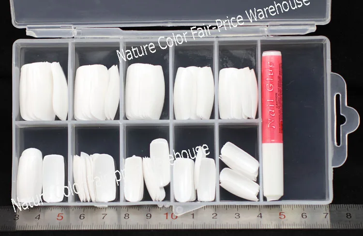 Накладные ногти с клеем и чехол 100 шт. набор французских прозрачных акриловых