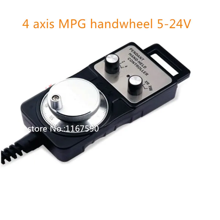 

Universal CNC Router Hand Wheel 4 Axis MPG Pendant Handwheel 12v 25PPR A B signal for Mitsubshi Emergency Stop Siemens FAGOR GSK