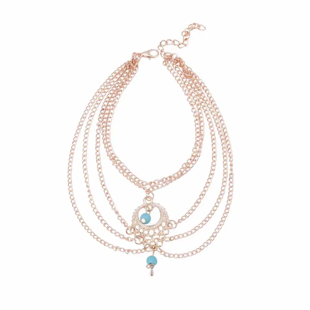 FAMSHIN 2017 модные богемные этнические синие Каменные Бусы ножные браслеты шикарные