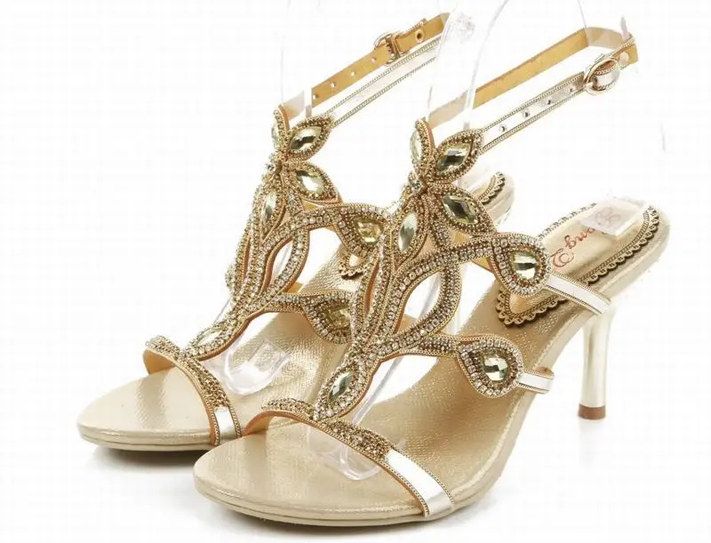 Женские летние сандалии гладиаторы на высоком каблуке с блестящими кристаллами