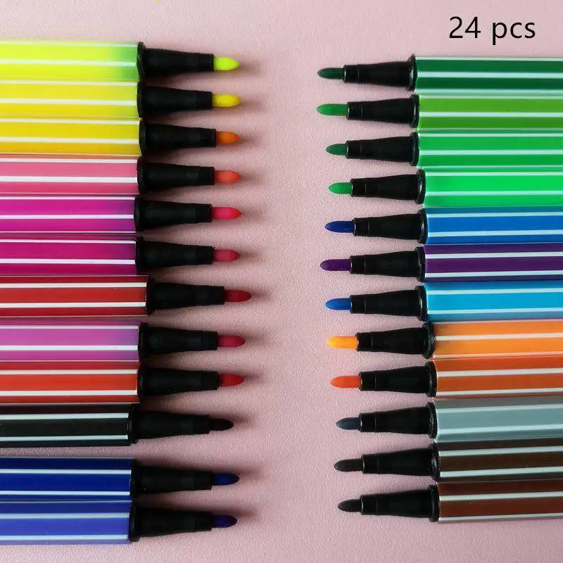24 colors DINGYI 6/12/18/24/36 нетоксичный Цвет моющиеся воды Цвет маркеры граффити маркеры ручка для рисования детские подарочные товары для рукоделия - Цвет: 24 colors