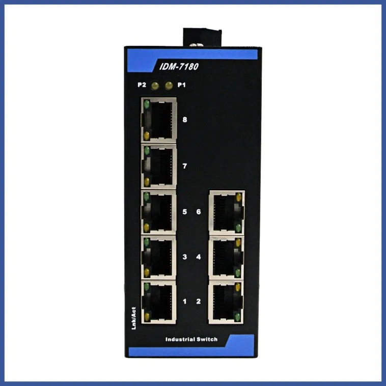 Новый промышленный переключатель с 8 портами Ethernet рельсовый 12В 24В промышленное