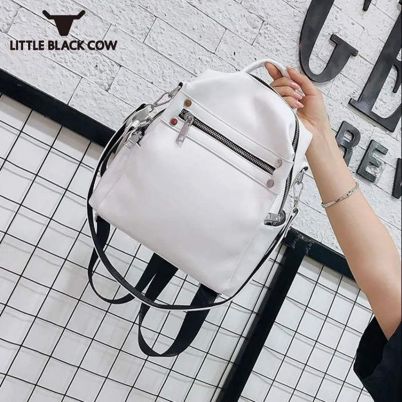 Винтажный простой рюкзак из мягкой кожи женский Маленький модный школьный ранец