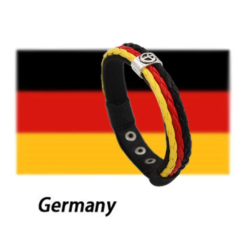 2018 Hot France Flags Sports 3Strands Rope Braided Surfer Leather Bracelet Women &amp Men Sport Bracelets For World Cup National |