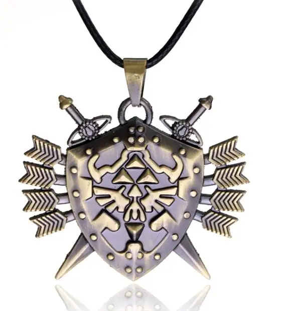 Аниме игра Легенда о Зельде ожерелье Triforce Посеребренная Подвеска в виде меча щит ожерелье Прямая поставка - Окраска металла: N162-bronze