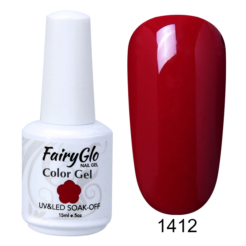 FairyGlo, 15 мл, гель для ногтей, чистый цвет, белая бутылка, замачивается, УФ-светодиодный, гибридный лак, Гель-лак, Гель-лак для ногтей, грунтовка, основа - Цвет: 1412