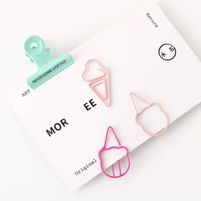 20 шт./корт. Креативные кавайные металлические зажимы для бумаги в форме
