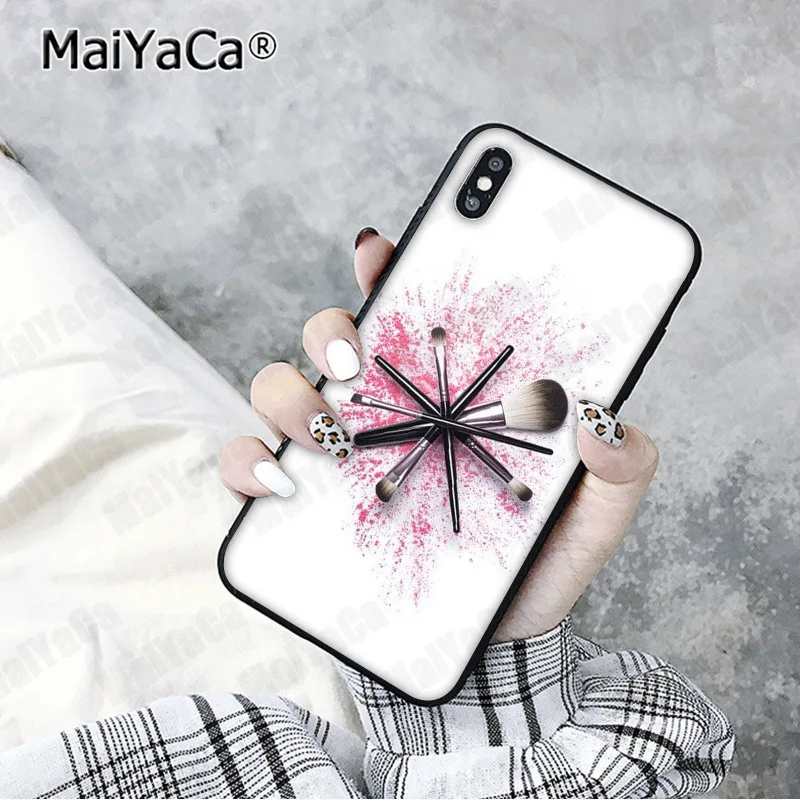A10 MaiYaCa Красивая Девичья Кисть для макияжа Черная оболочка чехол для телефона iphone 11 pro 5Sx 6 7 7plus 8 8Plus X XS MAX XR - Цвет: A10