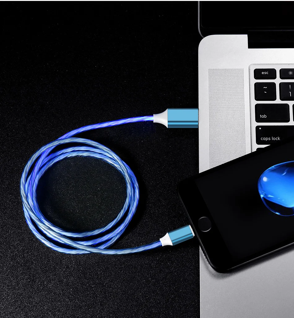 Яркий светящийся цветной светодиодный кабель для передачи данных USB кабель для зарядки Micro/type C/8 Pin для iPhone освещение Android шнур для зарядки мобильных телефонов