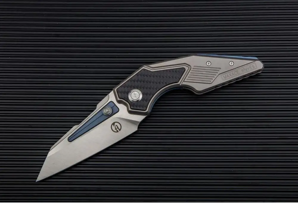 Bead blasted Maxace Zerg складной нож M390 лезвие углеродная волоконная вставка - Цвет: Bead blasted