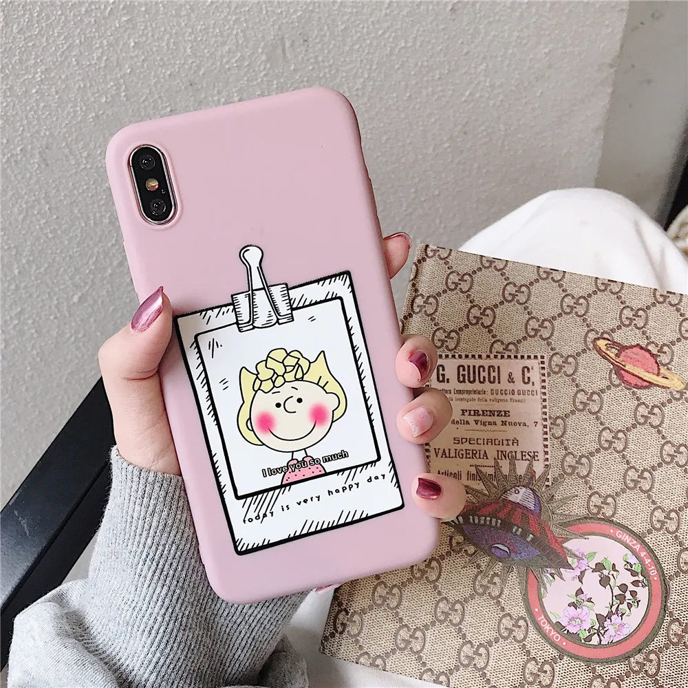Чехол для пар IPhone 7 6s 8 Plus мягкий чехол телефона из ТПУ Happy Boy Little Girl X XR XS Max розовые