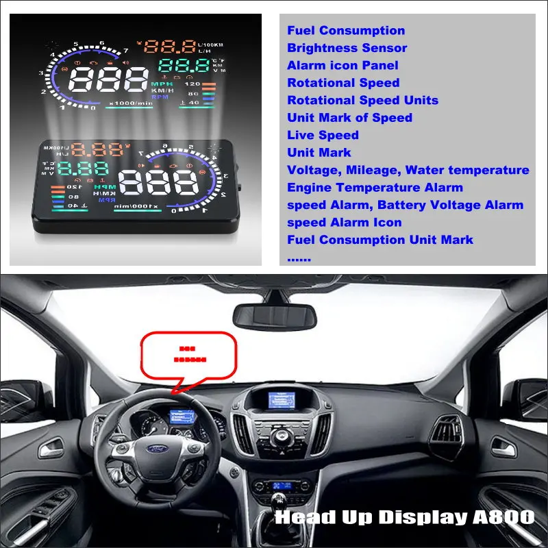 

Car HUD Head Up Display For Ford C-Max C Max CMax 2010-2014 Safe Driving Screen Projector Inforamtion Refkecting Windshield