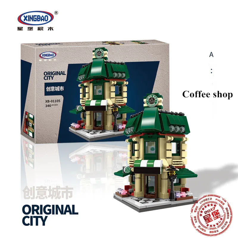 IN STOCK XingBao 01105 1079 Pcs The Coffee Shop Wedding Store Flower Shop Pet Shop Set 4 in 1 Building Blocks Bricks Toys Model