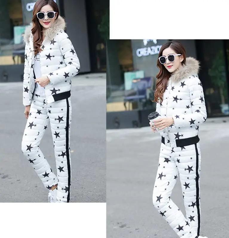

Thickened hooded down cotton coat Camouflage Down jacket Parka Suits Winter Set