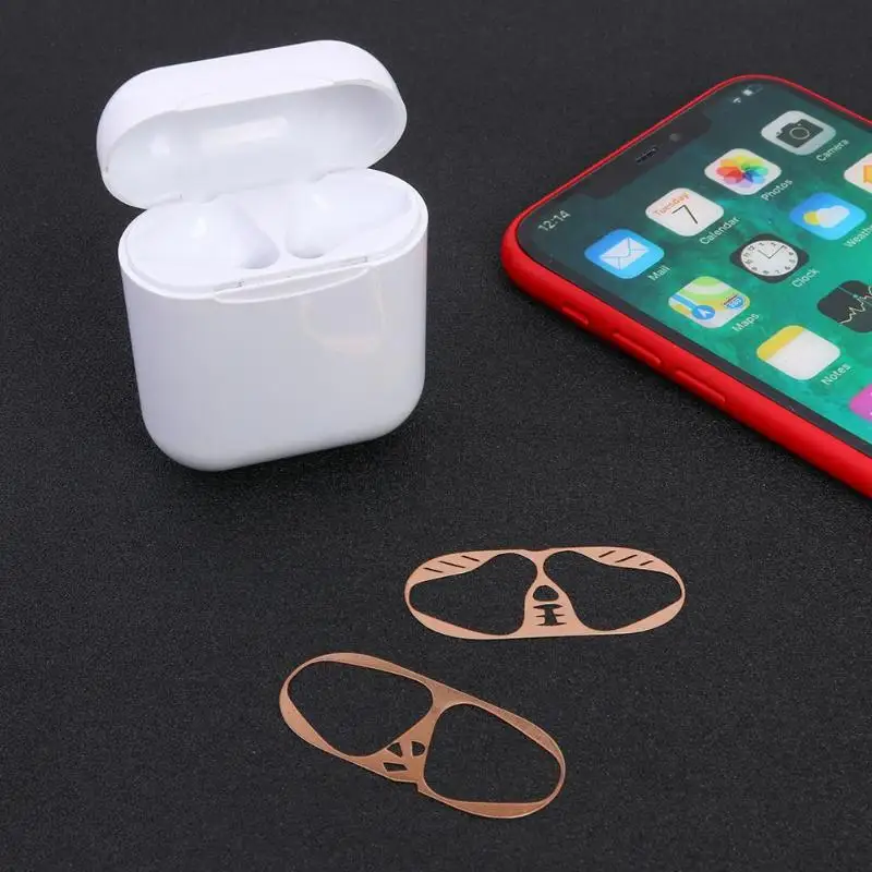 Внутренняя металлическая Пылезащитная наклейка для Apple AirPods чехол внутренняя накладка