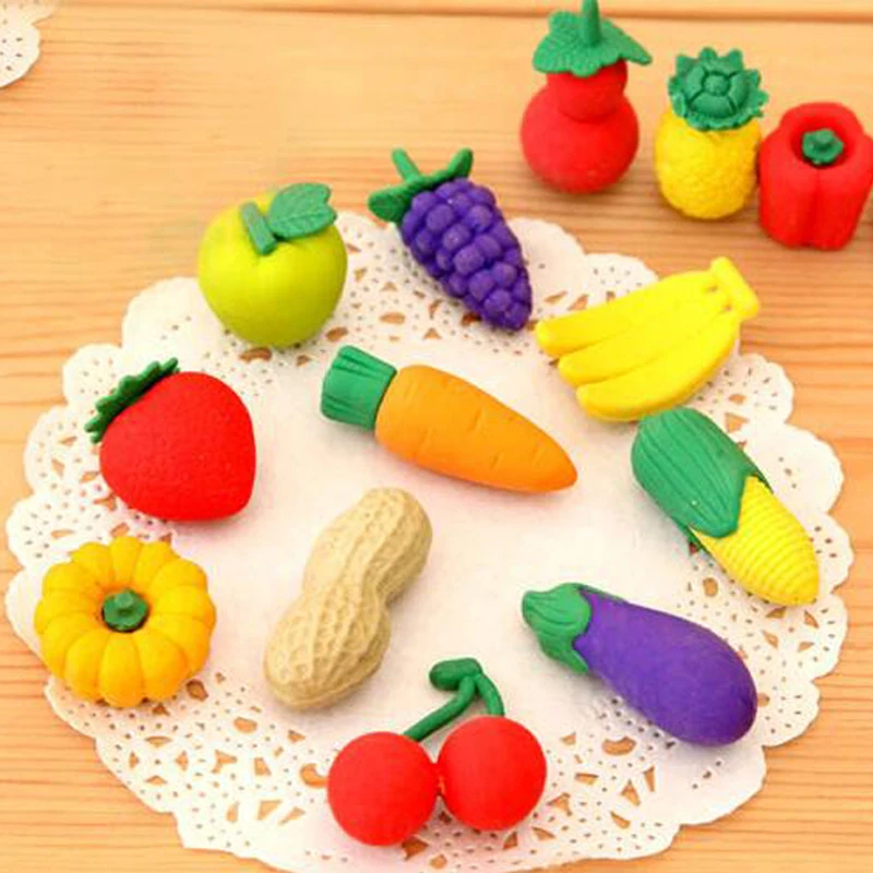 20 шт./лот ластик для фруктов и овощей в мультяшном стиле школьные офисные