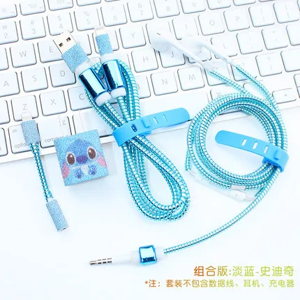 2 Мультфильм USB Зарядное устройство кабель протектор Diy набор с намотки кабеля зарядные наклейки спиральный usb-шнур с зарядным устройством для iphone 7 5 6 6s 8 - Цвет: 2
