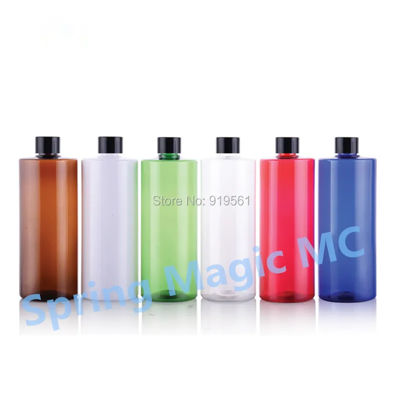 Пластиковый косметический контейнер с черной крышкой 48 шт. x 500 мл 6 цветов флакон