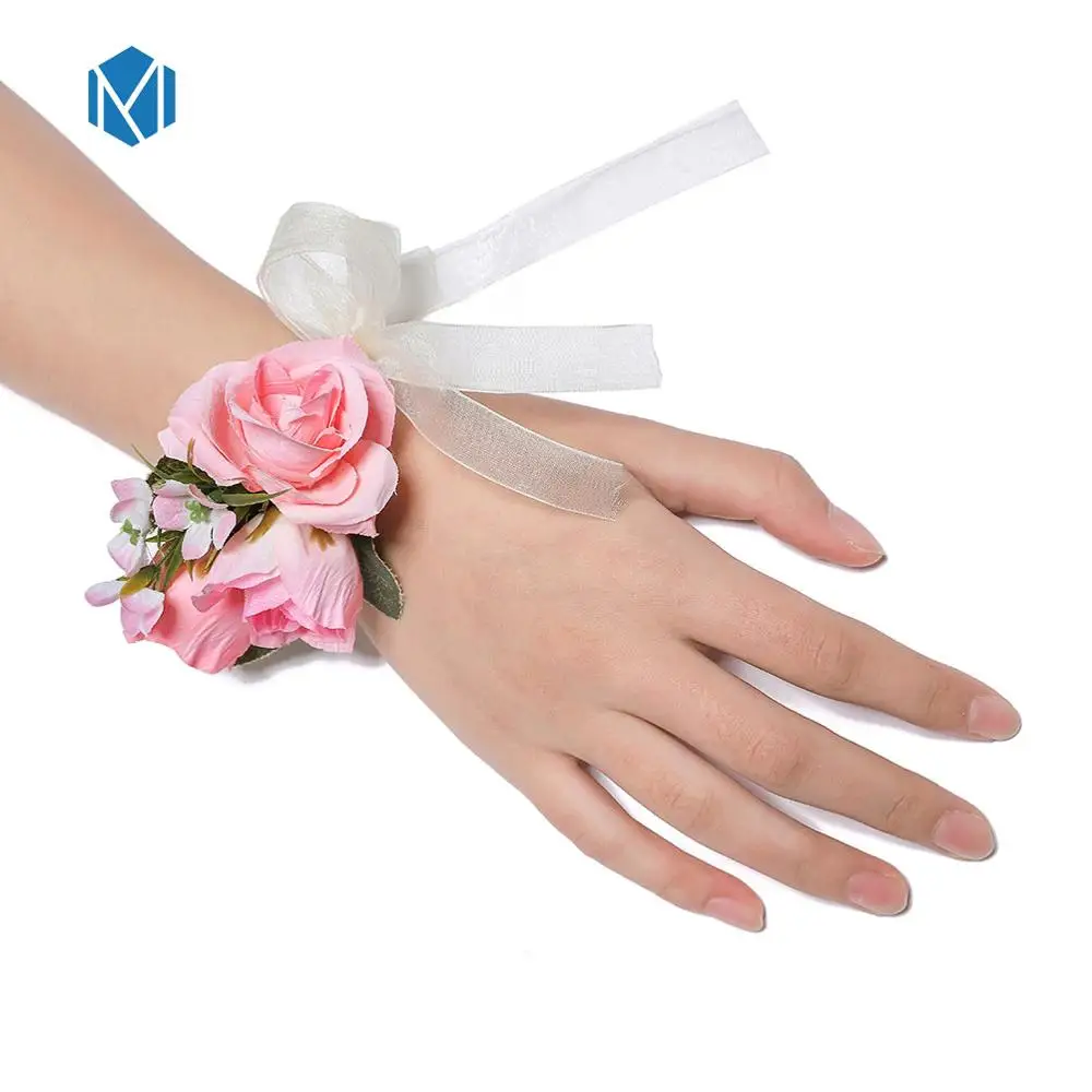 rose Bracelet 1 Свадебный Цветочный браслет, цветочный венок, повязка на голову с цветами для девочек, повязка на голову для волос для женщин, свадебный браслет, аксессуары для волос Hoofdband - Цвет: rose Bracelet 1