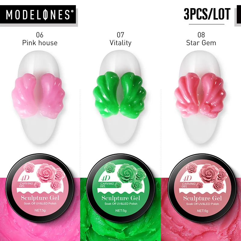 Modelones 3 шт./лот увлечение Floiwers шаблон УФ Гель лак для ногтей наборы замочить от