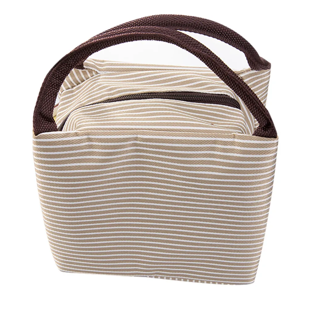 Изолированная сумка для ланча Термосумка в полоску сумка-тоут пикника еды детей