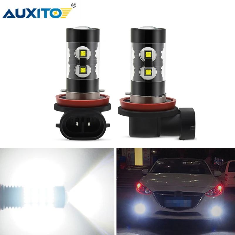 AUXITO 2x Canbus H11 H8 светодиодный лампы фары для тумана для машины Audi A3 A4 B6 B8 A6 C5 C6 A5 A8 Q3 Q5 Q7 12V 50W Габаритные огни DRL