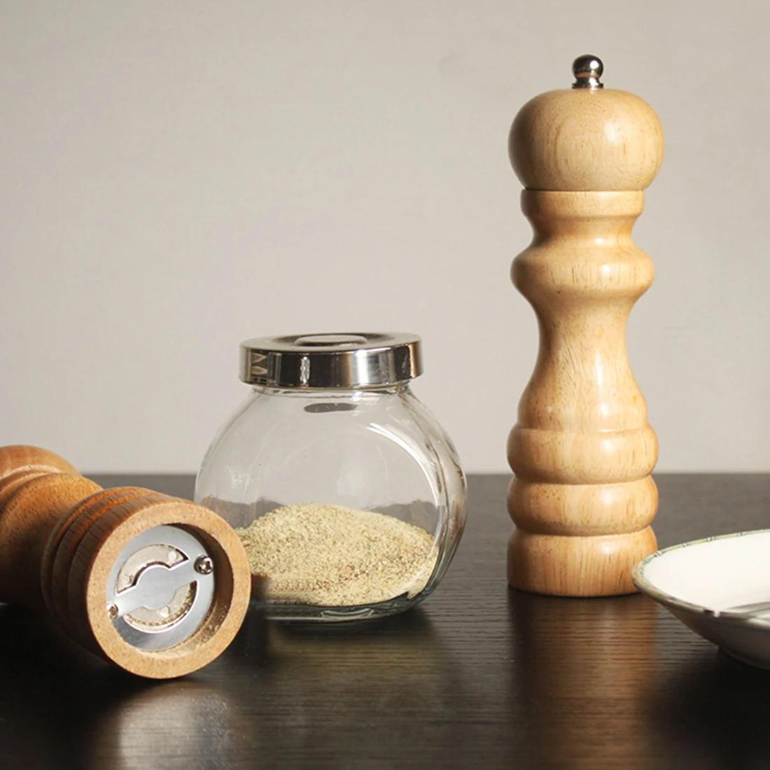 1pc Wooden Salt Pepper Grinder Spice Mills Hand Movement Manual Wood Mill Kitchen Tools Stainless Steel Core | Дом и сад